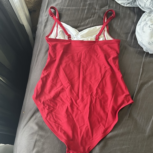 Amazon Red One Piece Bathing Suit - Picture 3 of 3